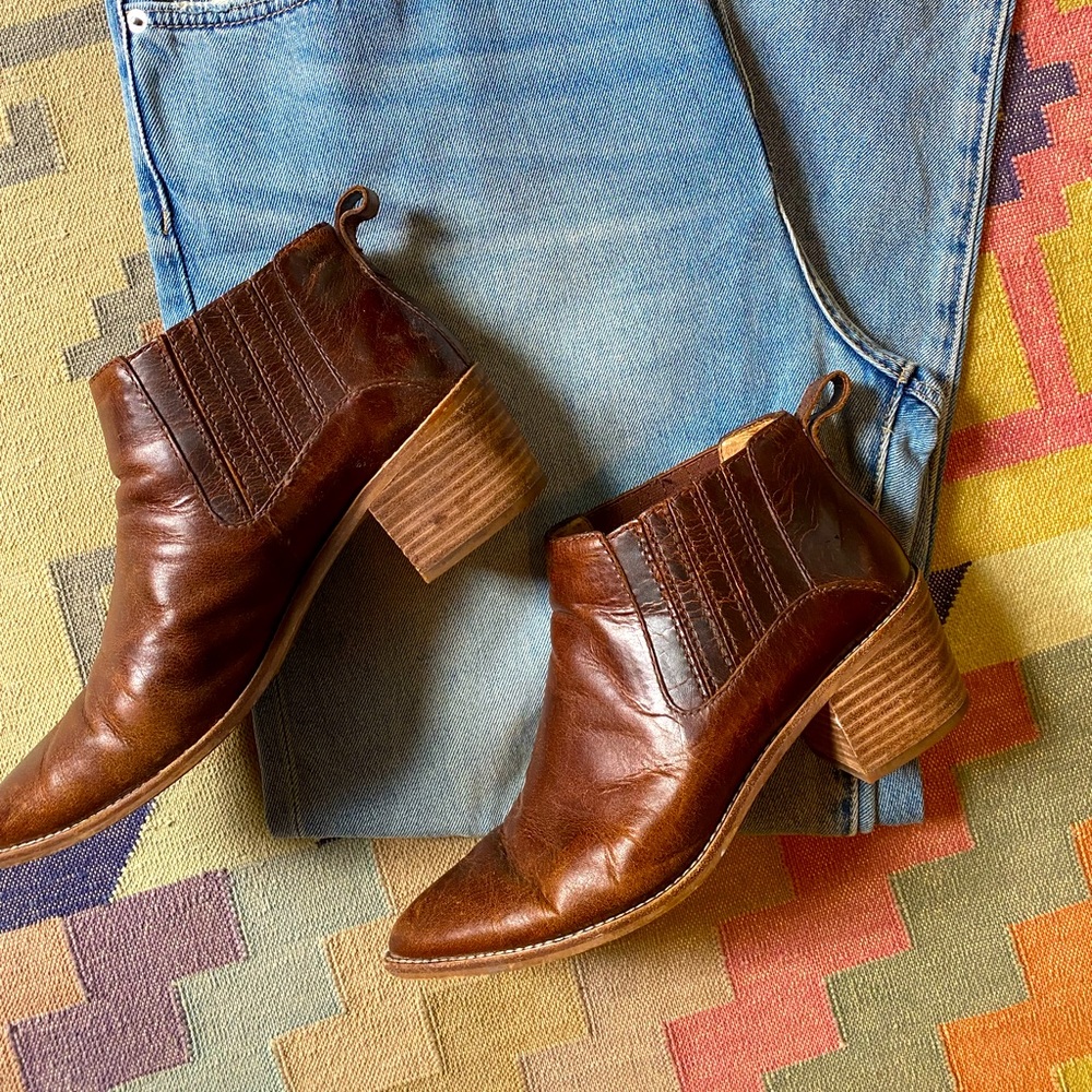 Worn Madewell Leather Brown Bootie